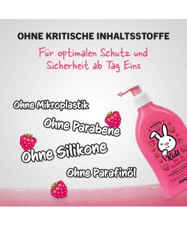 Sanosan 2in1 Shower & Shampoo Raspberry for Children - Organic Olive Extract & Milk Protein | 2-Pack (2x 400ml) - Hair & Skin Care Solution - Buy Online on GoSupps.com