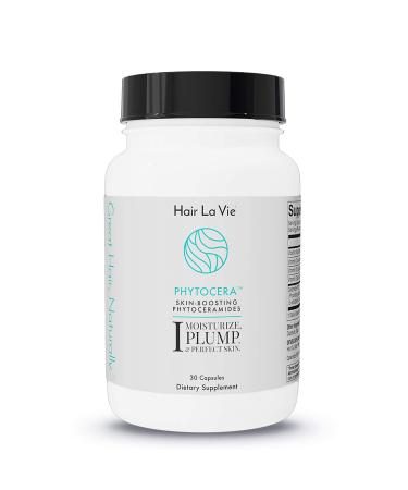 Hair La Vie Phytocera Dry Skin Supplement for Women - Phytoceramides for Aging Skin - Rice Based and Gluten Free - Glowing Skin Vitamins