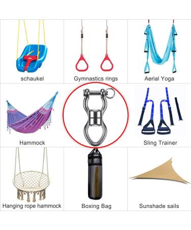 SELEWARE Silent Bearing Swing Swivel  360 Rotational Device Hanging Accessory with Removeable Buckle for Tree Swing  Hammock Chair  Climbing Rope  Yoga  Kids Swing Swivel 1200LB Capacity Swivel - Style A - Buy Online on GoSupps.com