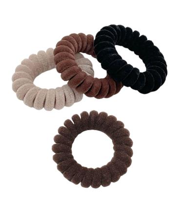 Grutyopkn Hair Ties Velvet Spiral Hair Ties 4 Pack Elastic Hair Ties No Crease Ponytail Long Hair Ties Band Women Multi-colored