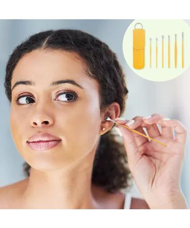 Stainless Steel Ear Picking Spoon Set - 6 Pieces for Children & Adults | Ear Cleaning Tool Cleaner - Yellow - Buy Online on GoSupps.com