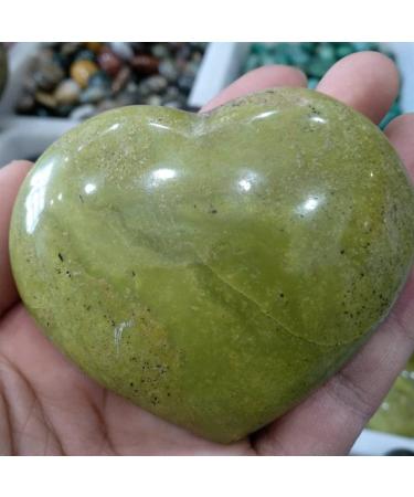 Natural Green Opal Carved Heart raw Gemstone Crystal FUZEGRDLI
