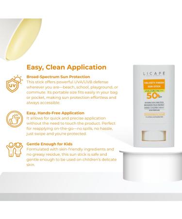 LICAPE Sunscreen Stick SPF 50 Water-Resistant Lightweight Sun Protection for All Ages 18ml Face & Body Skin Care - Buy Online on GoSupps.com