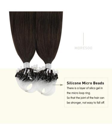 Moresoo Real Hair Extensions - Darkest Brown #2 Microring Cold Fusion 35cm - 100% Remy Hair Pre-Bonded Micro Loop 50g - Buy Online on GoSupps.com