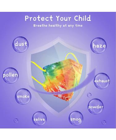 Kids Disposable Tie Dye Face Masks - 30 Pack, 4-Layer, Breathable with Elastic Earloop - Multicolor Protective Masks for Boys & Girls in School & Outdoors - Buy Online on GoSupps.com