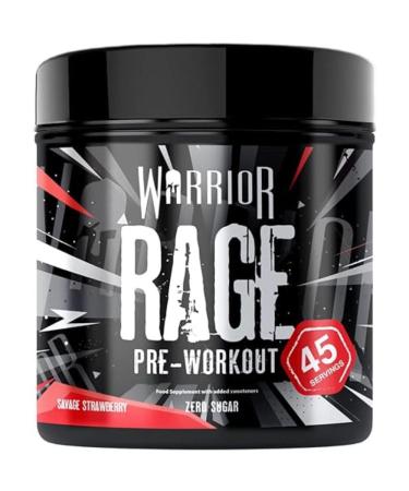 Warrior Rage Pre Workout Powder 392g - High Caffeine Energy & Focus - 45 Servings - Savage Strawberry | Supplements Savage Strawberry 45 Servings (Pack of 1)