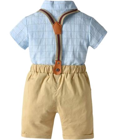 AmzBarley Baby Boys Gentleman Suit | Kids Tuxedo Rompers with Bowtie | Khaki | 1-2 Years - Buy Online on GoSupps.com