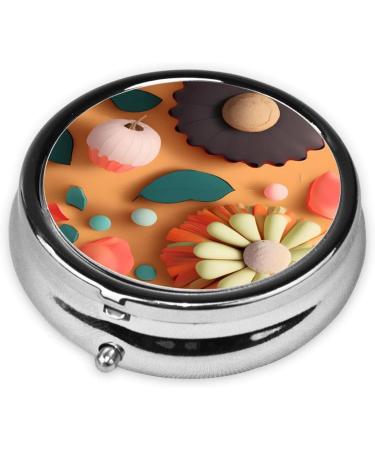 Colorful Sunflower Round Pill Box - 3 Compartment Portable Organizer for Travel & Purse - Ideal for Daily Medication Management - Buy Online on GoSupps.com
