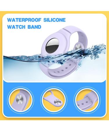 VEGO Kids AirTag Bracelet Set - 2 Silicone Watch Bands + 4 Anti-Scratch Films | Upgraded Metal Studs, Anti-Dropping Wristband | Pink & Purple - Buy Online on GoSupps.com
