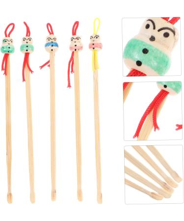 HOLIDYOYO 5pcs Bamboo Ear Cleaning Tool Cartoon Doll Head Design for Safe and Gentle Ear Wax Removal Skid Resistant for Personal and Family Use - Buy Online on GoSupps.com