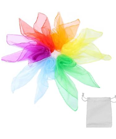 Colorful chiffon towels colorful juggling towels juggling towels sensory tools dance towels square juggling towels square dance chiffon towels for children and adults dancing 60*60 cm 6 pieces