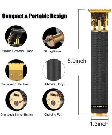 URBANWAZE Professional Hair Clippers Beard Trimmer for Men T Blade Hair Cutting Kit Cordless Rechargeable for Barbers and Home Bald-Headed Shaver Gifts for Men Haircut Set Waterproof Electric Razor - Buy Online on GoSupps.com