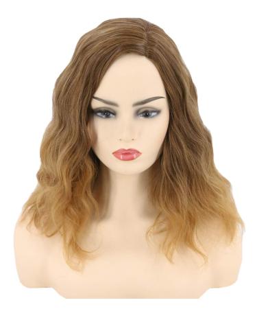 Topcosplay Women's Wig Brown Curly Medium Length Wavy Heat Resistant Synthetic Fiber Like Real Hair Cosplay Wig Natural Wig