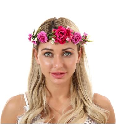 Colorful Velvet Rose Wreath - Perfect Headwear for Brides Bridesmaids & Holidays | HH72-1 Red - Buy Online on GoSupps.com