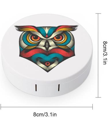 Psychedelic Owl Contact Lens Case - Cute Portable Round Storage Box with Mirror for Travel & Daily Use - Buy Online on GoSupps.com