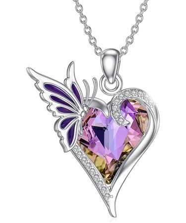 Oralgo's Handmade Minimalist Vintage Necklace - Collarbone Chain with Butterfly Crystal & Heart - Perfect Gift for Jewelry Collectors - Buy Online on GoSupps.com