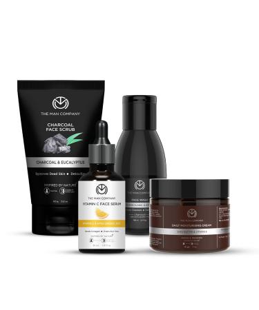 Buy The Man Company Face in Point Facial Kit | Vitamin C Serum Charcoal Wash & Moisturizing Cream for Men - Soft & Supple Skin Gift Set - Buy Online on GoSupps.com
