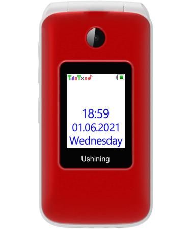USHINING Senior Big Button Flip Phone | Dual SIM Unlocked | 2.8 Large Screen | SOS Button | FM Radio | Torch | Charging Cradle - Red - Buy Online on GoSupps.com