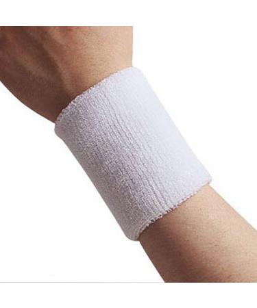 HAPPYWENDY Colorful Cotton Sport Wristband - 4 Pack Neon Athletic Terry Cloth Sweatband for Men and Women - Ideal for Tennis, Basketball, Running, Gym - White (1 Pair) - Buy Online on GoSupps.com