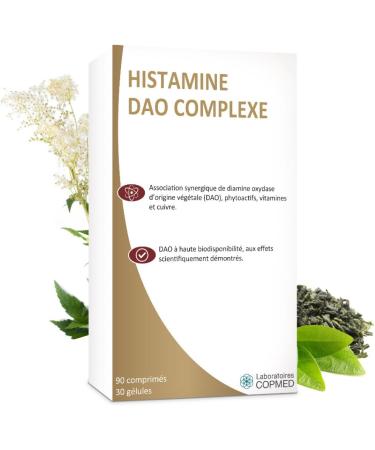 COPMED LABORATORIES - Histamine DAO Complex - Food supplement - Histamine intolerance - CAD deficiency - French brand - Case of 90 tablets and 30 vegetable capsules - Buy Online on GoSupps.com
