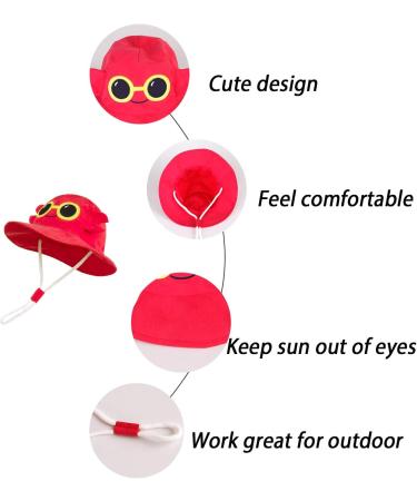LANGZHEN Beach Sun Protection Hat for Baby Girls - Crimson Crab Design | Adjustable Wide Brim Play Hat with Chin Strap | 6-12 Months - Buy Online on GoSupps.com