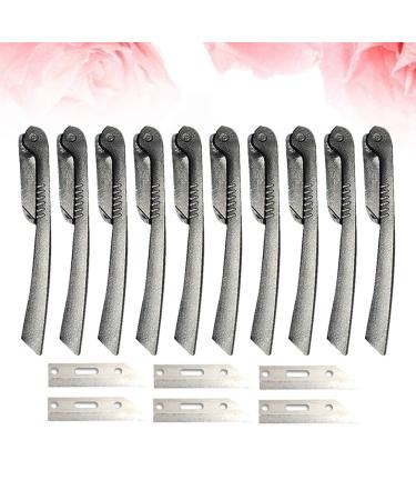10pcs Foldable Eyebrow Razor Set - Portable Eyebrow Trimmer & Makeup Tool Kit - Eyebrow Shaper in Black | Buy Internationally - Buy Online on GoSupps.com