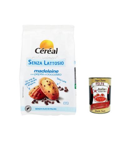 Italian Gourmet E.R. Madeleine Cereal Set of 3 Chocolate Pepper Snacks Lactose Free Palm Oil 210g + Italian Gourmet Polpa 400g