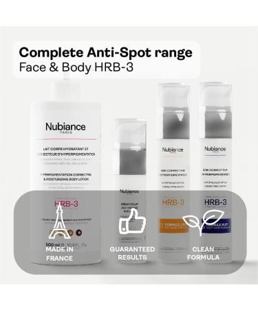 Nubiance - Complete range of hyperpigmentation correctors for face hands and neckline. Contains 4 products : 1 SPF30 day care 1 night care 1 body lotion and anti dark spot serum. Made in France - Buy Online on GoSupps.com