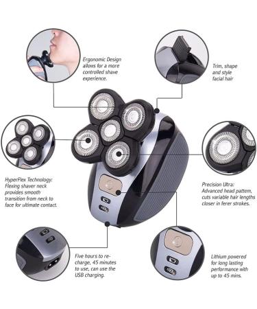 Shop 5-in-1 Electric Razor for Men - IPX7 Waterproof USB Rechargeable Hair & Beard Trimmer - Ideal Wet & Dry Shaving - Buy Online on GoSupps.com