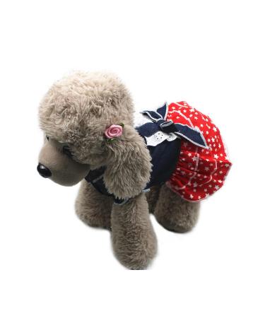 Barrageon dogs Kneid sweet princess rock clothing puppy cat for little pet medium-sized dog cat Bowknot summer clothing (red-l) back length: 35 cm red