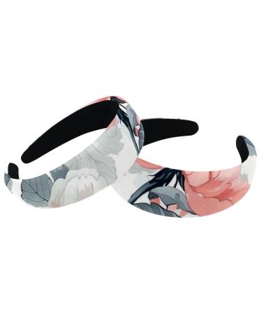 Headbands Women Hair Head Bands 2 Pieces Wide Top Turban Velvet Hair Bands Elastic Headband Flower White Background Cute Fashion Head Wrap 2 Size Multi-colored 4