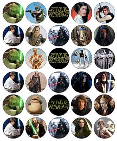 Star Wars Cupcake Toppers Edible Wafer Paper Fairy Motif Pack of 30