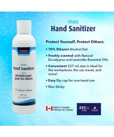 6 x 237 mL Maxion Antibacterial Hand Sanitizer Gel 70% Ethyl Alcohol Lavender Scent Made in Canada - Buy Online on GoSupps.com