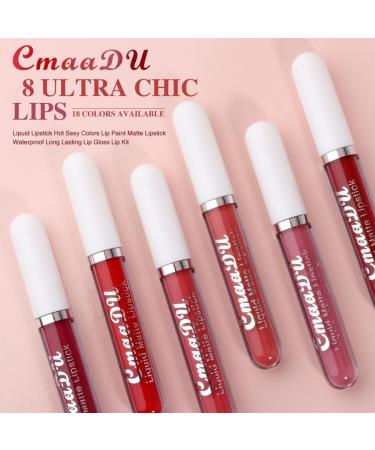 Baorder 8 Pcs Matte Liquid Lipstick Set Waterproof Long Lasting Antistick Cup Nude Lip Gloss for Women 24 Hour Highly Pigmented Lip Gloss Set - Buy Online on GoSupps.com