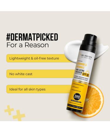 Dr. Sheth's Ceramide & Vitamin C Long lasting Sunscreen SPF 50+ PA++++ | Water & Sweat-Resistant | Non-Greasy & Quick-Absorbing | For Women & Men | 50g - Buy Online on GoSupps.com