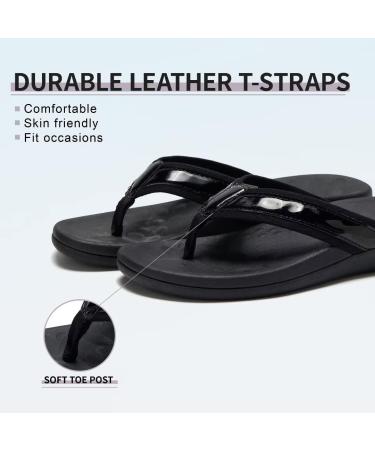 MEGNYA Orthotic Flip Flops for Women | Arch Support Sandals for Plantar Fasciitis | Comfortable Thong Style Walk | Black, Size 8 - Buy Online on GoSupps.com