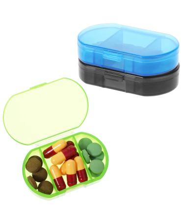 WLLHYF 3 Pack 3 Compartment Pill Box Plastic Moisture Proof Pill Organizer Medicine Planner Portable Travel Pill Case Vitamin Storage for Pocket Purse to Hold Fish Oil Supplement(Green Blue Black) Green Blue Black 3 Compartment