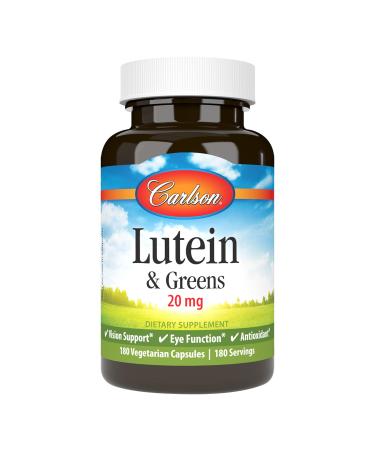 Carlson - Lutein & Greens 20 mg Vision Support & Eye Function Antioxidant 180 Vegetarian Capsules