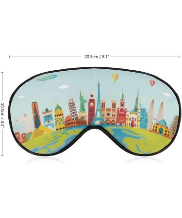 LynaRei World Travel Sleep Mask - Adjustable Blindfold with Famous Landmark Print for Men and Women - Super Smooth Eye Mask for Travel and Nap - Style 3 - Buy Online on GoSupps.com
