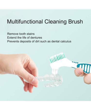 Rnitle 2-Piece Toothbrush Prostheses Set - Double-Bristled Dental Care Brushes with Ergonomic Rubber Grip (Orange & Green) - Buy Online on GoSupps.com
