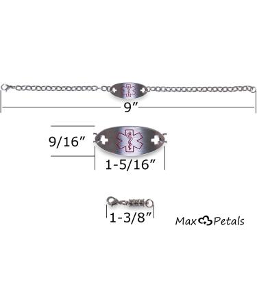 Type 2 Diabetes Women's Medical Alert ID Bracelet | Customizable Identification with Optional Clasp - Shop Internationally - Buy Online on GoSupps.com