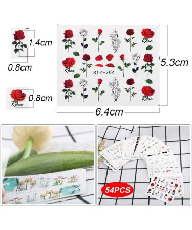 54 Sheets Self-Adhesive Nail Art Stickers - Colorful Flowers, Gold & Silver Butterfly, Stars, Feather Pattern - for Gel Nails - Women/Girls - Buy Online on GoSupps.com