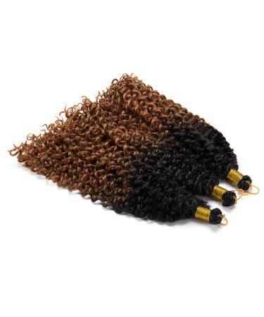 14 Inch Crochet Braids Water Wave Hairpieces Synthetic Wavy 100g Ombre Braiding Hair Weave Crochet Hair Extensions For Women - Black to Red Brown