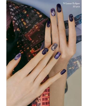 ohora Semi Cured Gel Nail Strips (N Lunar Eclipse) Salon-Quality Long Lasting & Easy to Apply - Purple - Buy Online on GoSupps.com