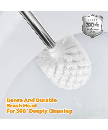 JIGA Toilet Bowl Brush & Holder Set - 304 Stainless Steel Scrubber with Stiff Bristles for Deep Cleaning - Silver - Buy Online on GoSupps.com