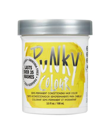 Punky Bright Yellow Semi Permanent Conditioning Hair Color  Non-Damaging Hair Dye  Vegan  PPD and Paraben Free  Transforms to Vibrant Hair Color  Easy To Use and Apply Hair Tint  lasts up to 35 washes  3.5oz Bright Yello...