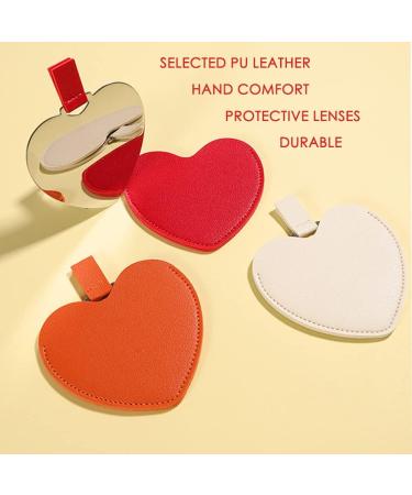 KFZDCG 3 Pcs Compact Pocket Stainless Steel Heart Shaped Mirror - Mini Handheld Mirror for Travel & Home - Unbreakable Design with PU Leather Cover - Perfect Gift for Women & Girls (RedSilver) - Buy Online on GoSupps.com