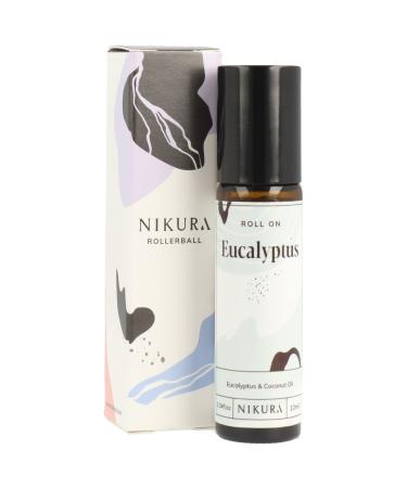 Nikura Eucalyptus Roll On Essential Oil Blend - 10ml | for Decongesting Anxiety Aromatherapy | Use on Skin Temples Pulse Points Wrists Neck