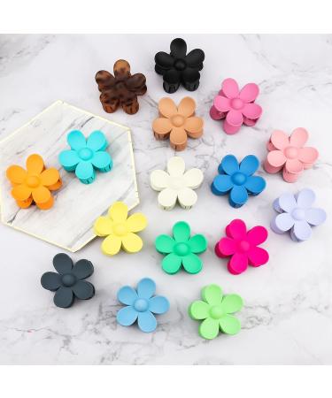 16-Piece Flower Claw Hair Clips Set | Strong Hold Matte Plastic Floral Accessory for Women & Girls | Cute Designs in 16 Colors - Buy Online on GoSupps.com