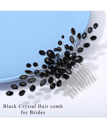 Earent Black Crystal Wedding Hair Comb - Elegant Bridal Side Combs for Women and Girls - Buy Online on GoSupps.com